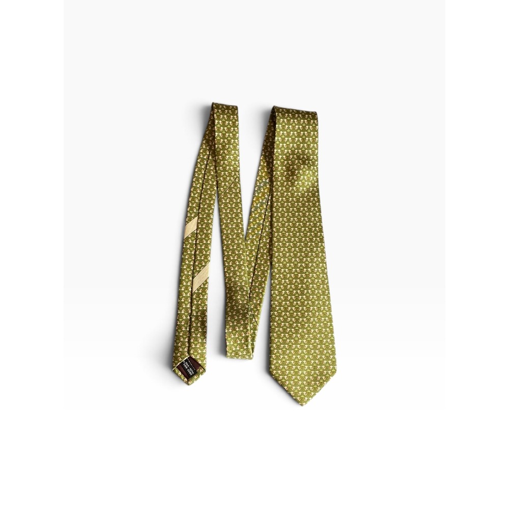 Salvatore Ferragamo Silk Tie Mens 3.5" Green New Elephant Palm Tree 35 0657/10